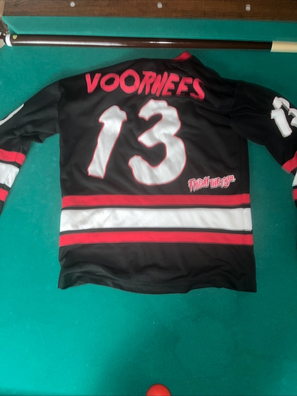 VOORHEES #13 Friday the 13th Black Hockey Jersey with Red & White Trim